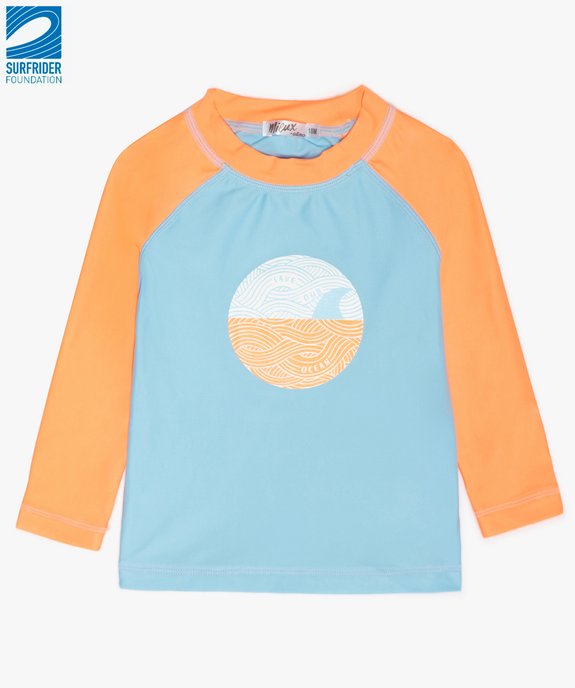 Tee-shirt anti-UV bébé garçon bicolore et imprimé en polyester recyclé - Gémo x Surfrider vue1 - SURFRIDER DTR - GEMO