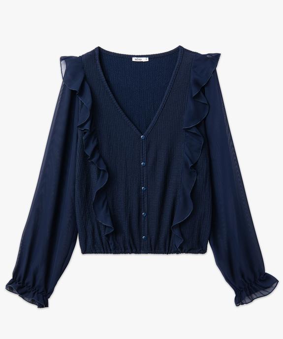 Tee-shirt femme avec manches en voile et volants vue4 - GEMO(FEMME PAP) - GEMO