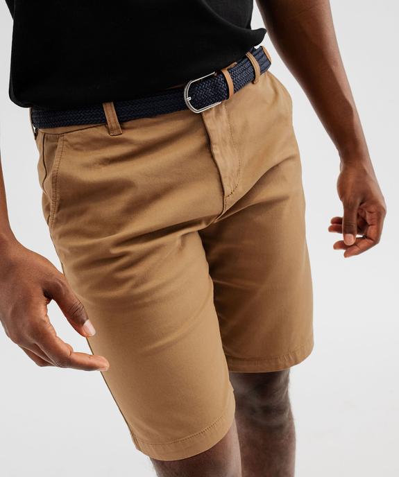 Bermuda chino droit avec ceinture tressée homme vue2 - GEMO (HOMME) - GEMO
