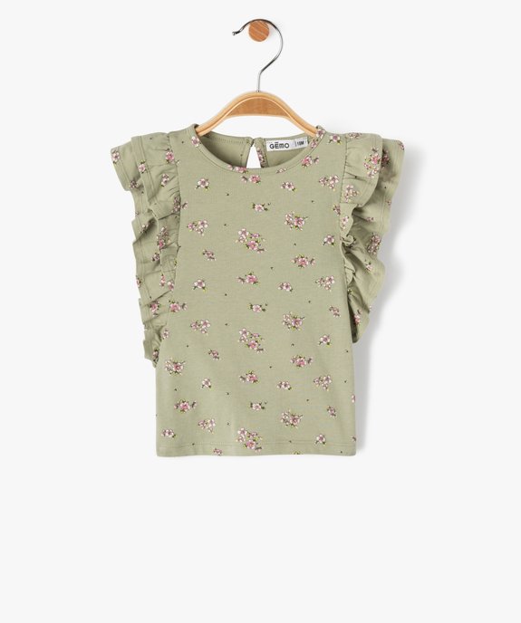 Tee-shirt bébé fille fleuri sans manches à volants vue1 - GEMO(BEBE DEBT) - GEMO
