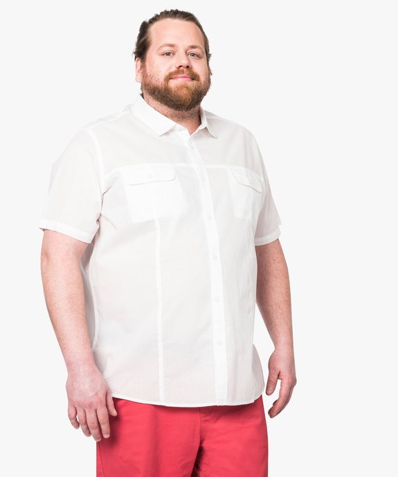 Chemise manches courtes à fines rayures vue1 - GEMO (G TAILLE) - GEMO