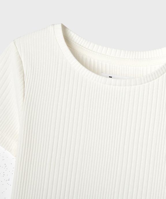 Tee-shirt manches courtes en maille côtelée fille vue2 - GEMO 4G FILLE - GEMO