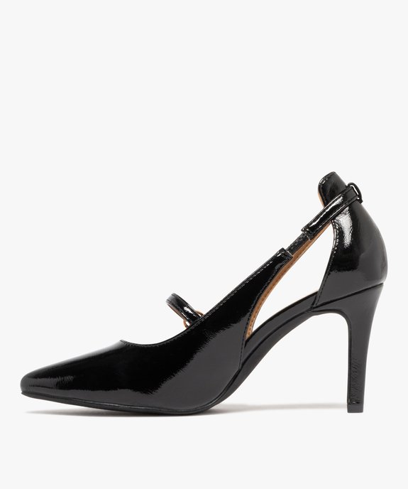 Escarpins femme à talon aiguille vernis avec fine bride à boucle vue5 - GEMO(URBAIN) - GEMO