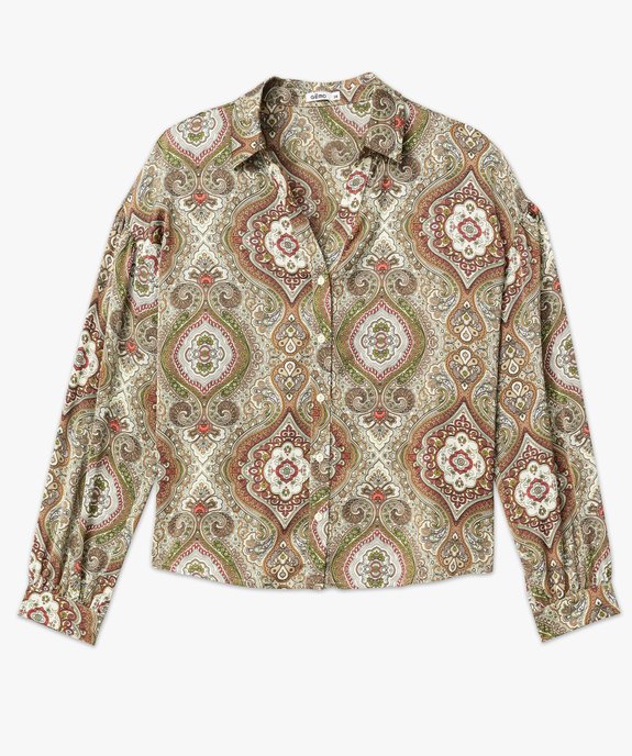 Chemise imprimée en matière satinée femme vert vue4 - GEMO(FEMME PAP) - GEMO