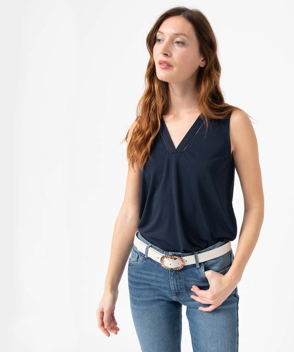 Débardeur femme avec col V fantaisie vue1 - GEMO(FEMME PAP) - GEMO