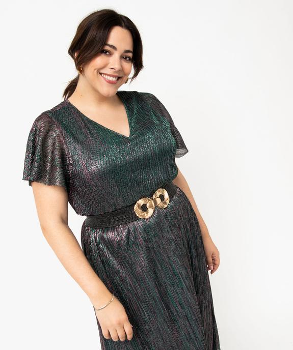 Robe à manches courtes en maille scintillante femme grande taille vue2 - GEMO (G TAILLE) - GEMO