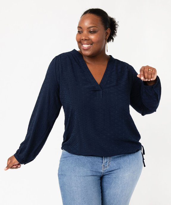 Blouse femme grande taille unie ajustable dans le bas vue1 - GEMO 4G GT - GEMO