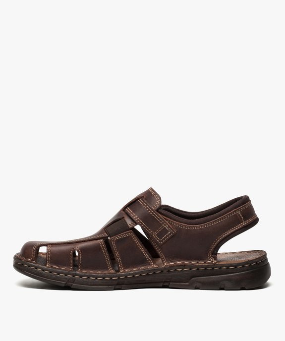 Sandales homme dessus cuir à bout fermé vue3 - GEMO (CASUAL) - GEMO