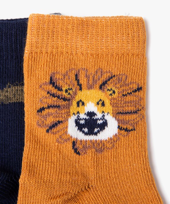 Chaussettes hautes imprimées animaux de la savane bébé garçon (lot de 5) vue2 - GEMO 4G BEBE - GEMO
