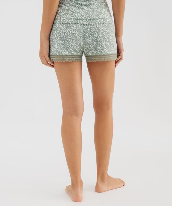 Short de pyjama en maille fluide avec bas en dentelle femme vue3 - GEMO 4G FEMME - GEMO