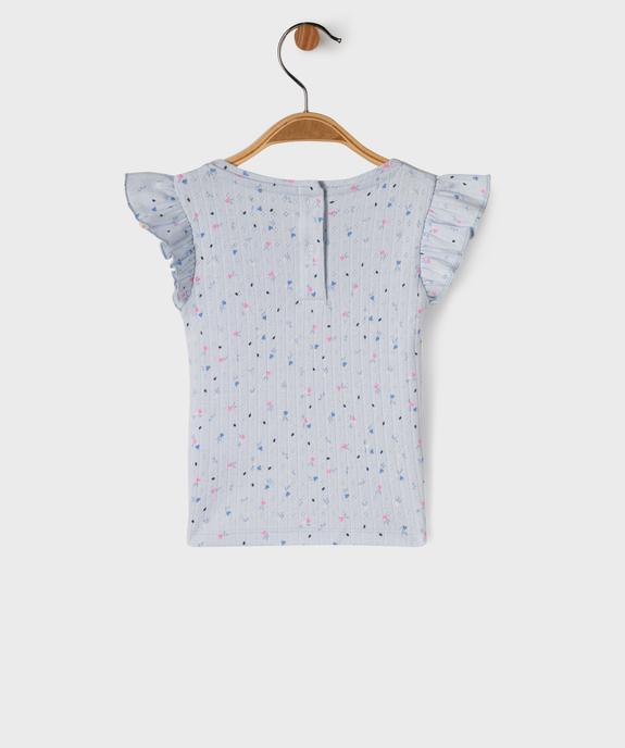 Tee-shirt manches courtes en maille fantaisie avec volants bébé fille vue6 - GEMO(BEBE DEBT) - GEMO