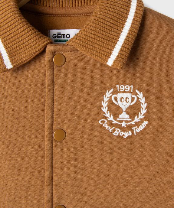 Sweat façon teddy en molleton à fermeture pressionnée bébé garçon vue3 - GEMO 4G BEBE - GEMO