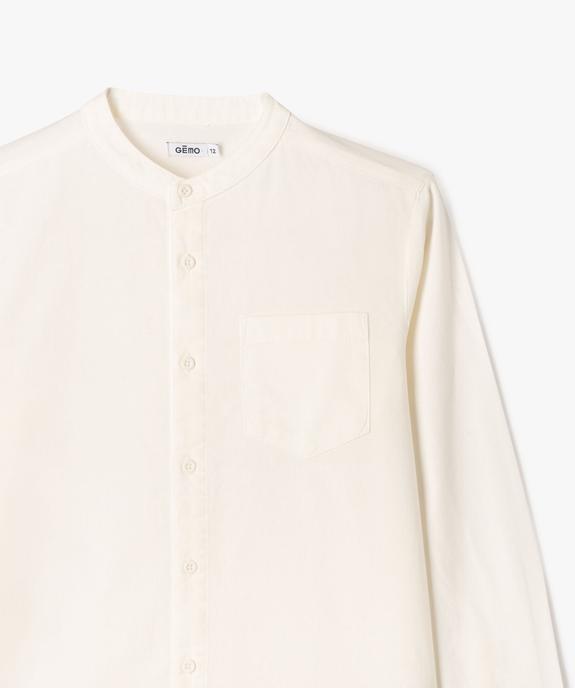 Chemise manches longues à col mao en coton lin mélangés garçon vue2 - GEMO (JUNIOR) - GEMO