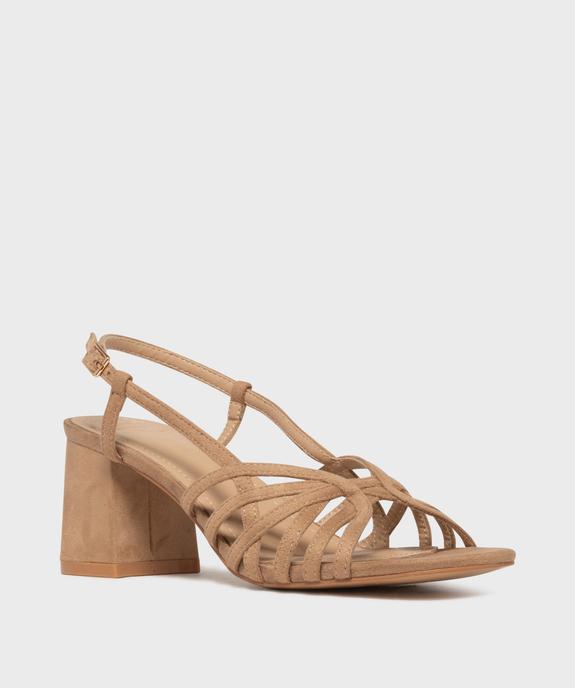 Sandales à talon large en suédine femme vue2 - FOLLOW ME - GEMO