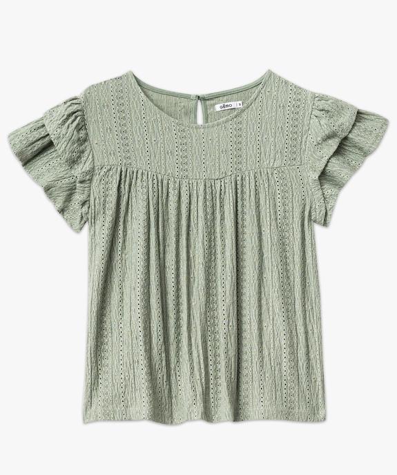 Tee-shirt manches courtes en maille ajourée avec volants femme vue4 - GEMO(FEMME PAP) - GEMO