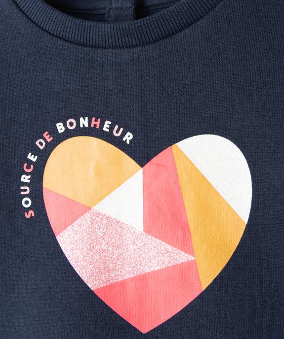 Sweat molletonné bébé fille avec motifs et message vue2 - GEMO 4G BEBE - GEMO