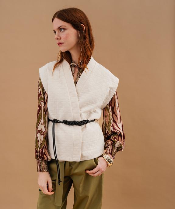 Veste kimono courte sans manches en jacquard femme vue1 - GEMO(FEMME PAP) - GEMO