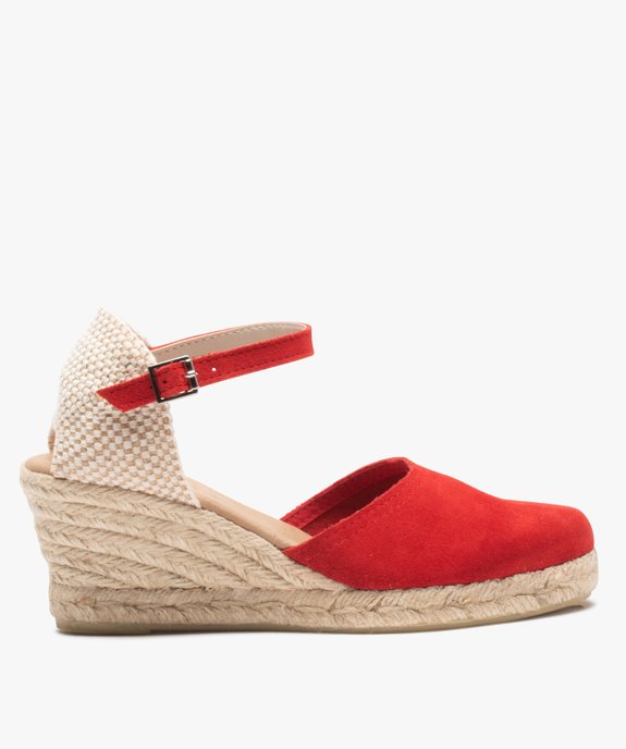 Sandales femme compensées dessus cuir uni vue1 - GEMO(URBAIN) - GEMO