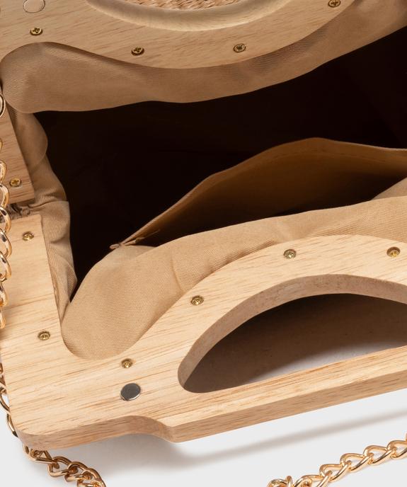 Sac à main à anses en bois et bandoulière en chaîne femme vue3 - GEMO (ACCESS) - GEMO