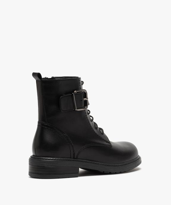 Boots fille zippées à lacets et bride décorative dessus cuir uni vue4 - GEMO (ENFANT) - GEMO