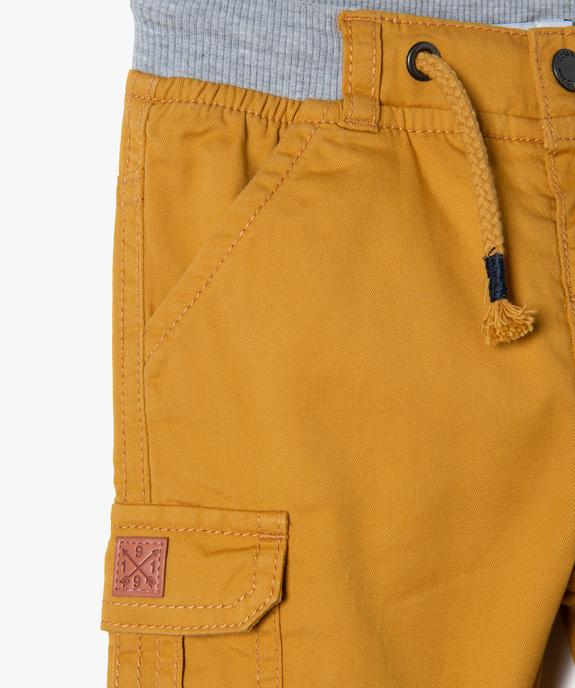 Pantalon coupe cargo doublé avec taille élastique bébé garçon  vue2 - GEMO(BEBE DEBT) - GEMO
