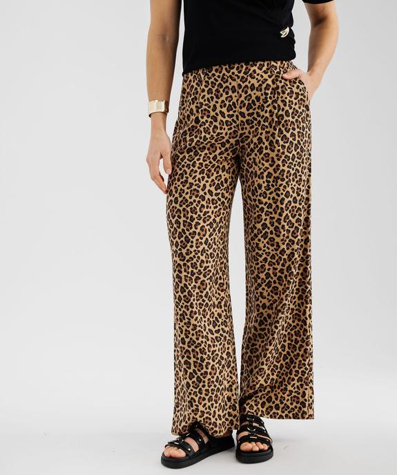 Pantalon fluide imprimé coupe large femme vue1 - GEMO 4G FEMME - GEMO