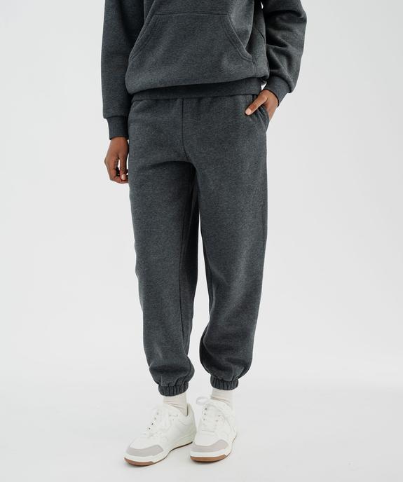 Pantalon de jogging en molleton uni à taille élastiquée femme vue1 - GEMO 4G FEMME - GEMO