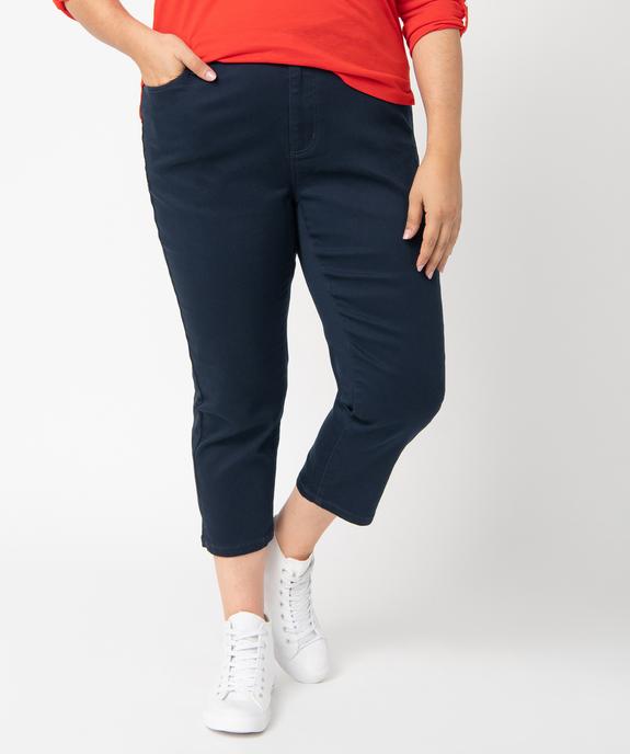 Pantacourt femme grande taille en toile extensible coupe ajustée vue1 - GEMO (G TAILLE) - GEMO