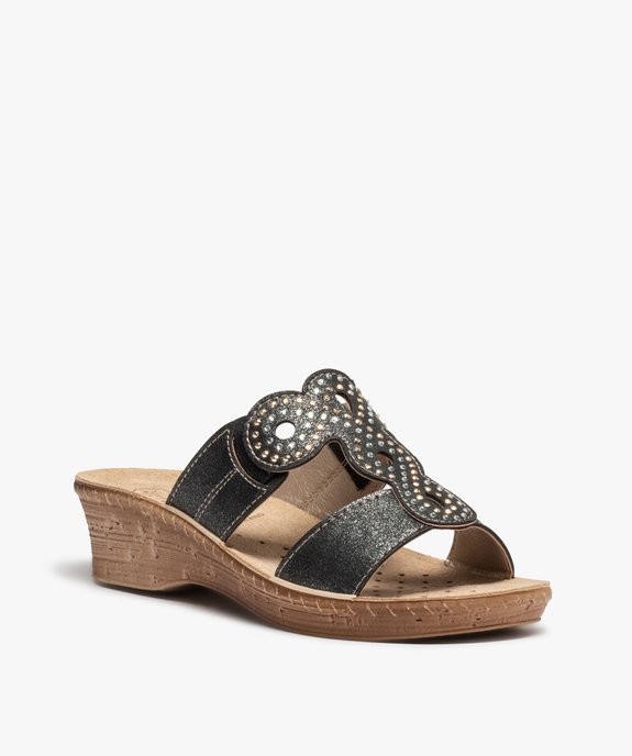 Mules femme confort à larges brides strass vue2 - GEMO (CONFORT) - GEMO