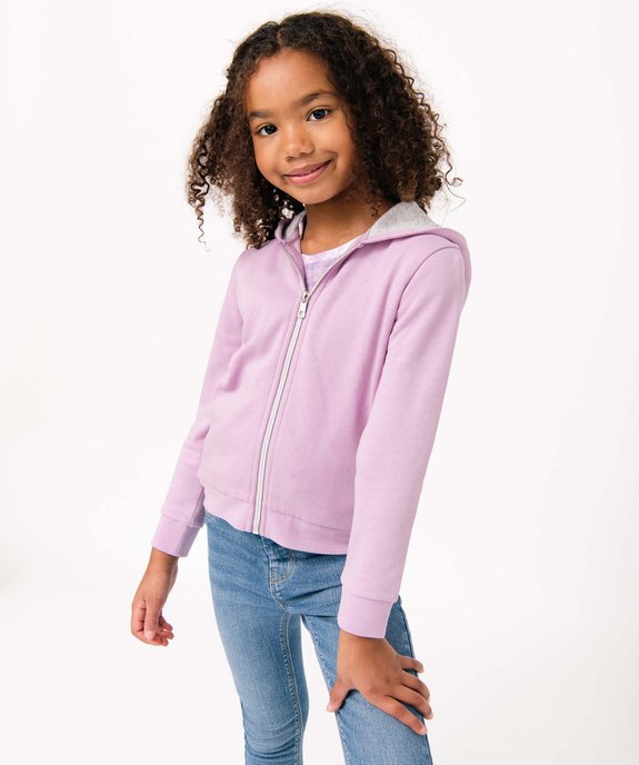 Sweat zippé à capuche intérieur molletonné fille vue1 - GEMO 4G FILLE - GEMO