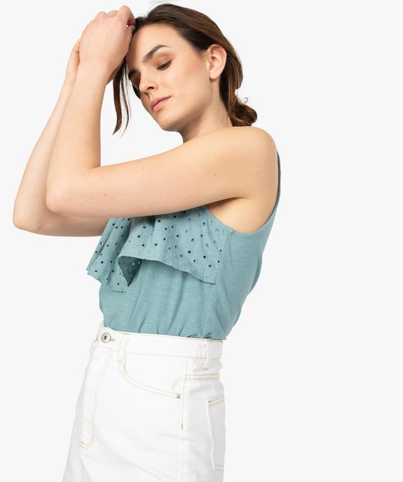 Débardeur femme avec volant en broderie anglaise vue1 - FOLLOW ME - GEMO