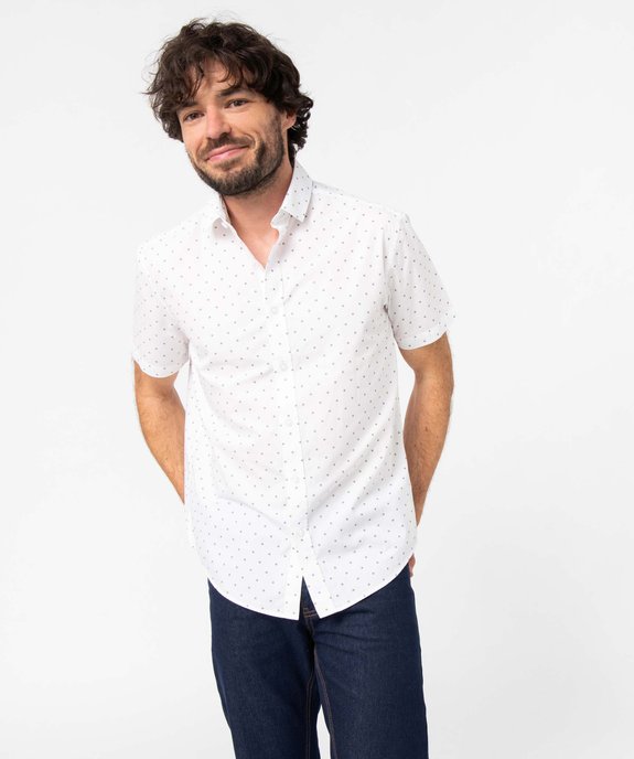 Chemise homme manches courtes coupe droite à motif fleuri vue1 - GEMO (HOMME) - GEMO
