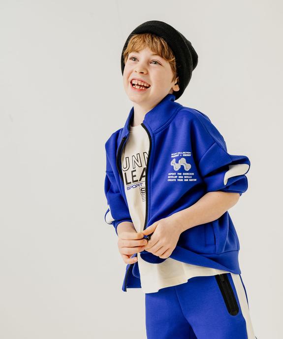 Sweat zippé en maille extensible et douce garçon vue1 - GEMO (ENFANT) - GEMO
