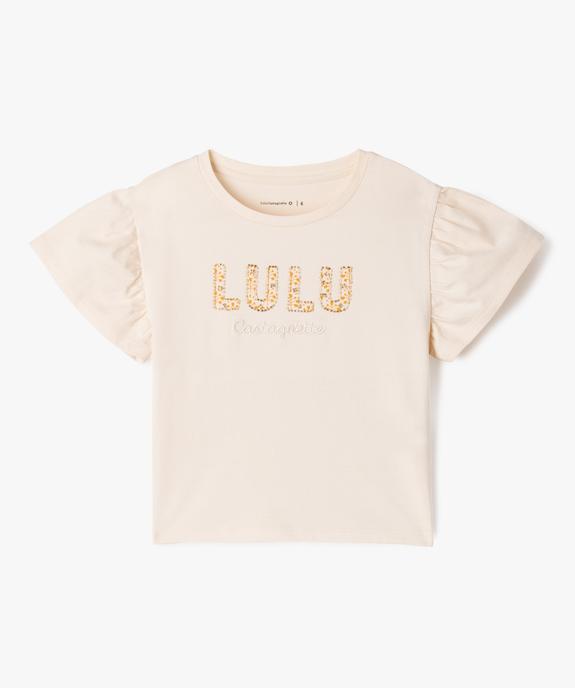 Tee-shirt à manches courtes froncées avec motif fille - LuluCastagnette vue1 - LULU CASTAGNETTE GEMO FOR GOOD - GEMO