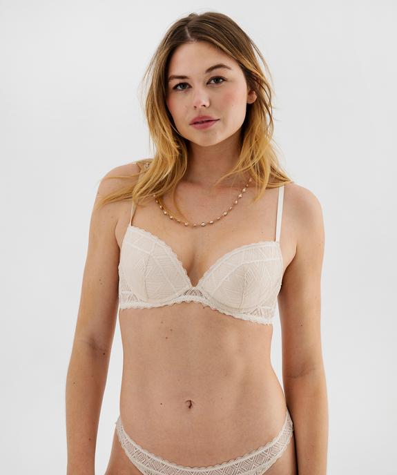 Soutien-gorge push-up en dentelle avec armatures vue2 - GEMO(HOMWR FEM) - GEMO
