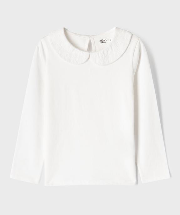 Tee-shirt manches longues avec col Claudine fille vue1 - GEMO 4G FILLE - GEMO