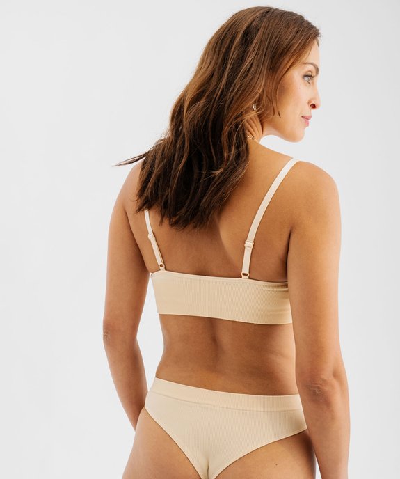 Brassière push-up en maille côtelée à fines bretelles vue4 - GEMO 4G FEMME - GEMO