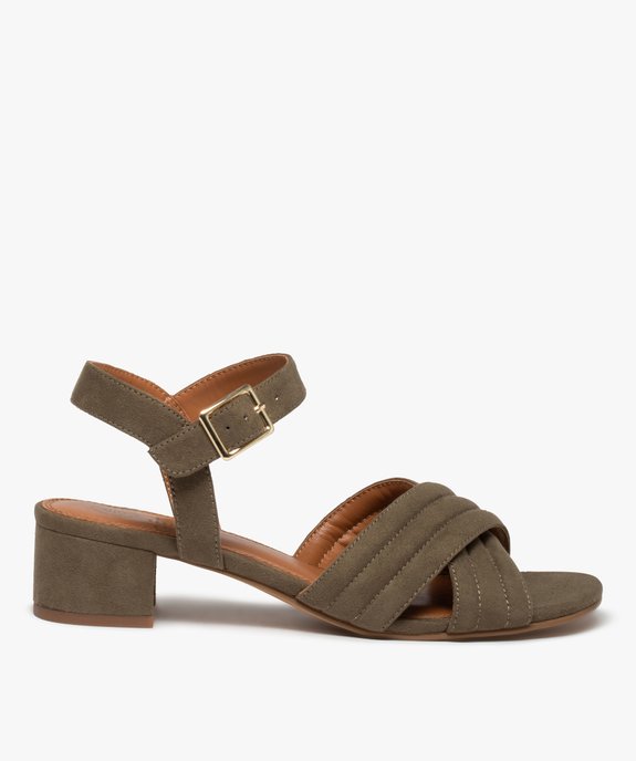 Sandales femme à brides matelassées en suédine et petit talon vue1 - GEMO(URBAIN) - GEMO