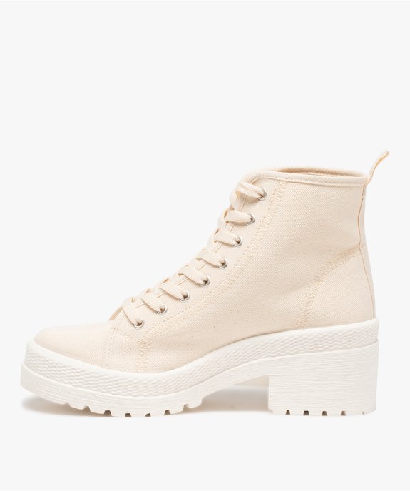 Tennis femme mid-cut en toile unie à talon et semelle crantée vue4 - GEMO (SPORTSWR) - GEMO