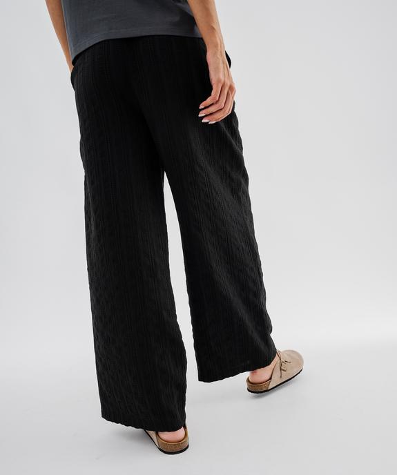 Pantalon large et fluide en toile texturée femme vue2 - GEMO 4G FEMME - GEMO
