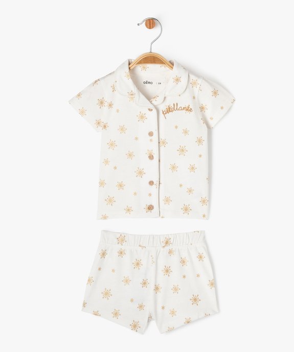 Pyjashort 2 pièces en coton avec motifs pailletés bébé fille vue1 - GEMO(BB COUCHE) - GEMO