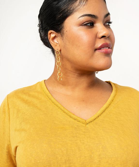 Tee-shirt manches courtes pailleté à col V femme grande taille vue5 - GEMO (G TAILLE) - GEMO