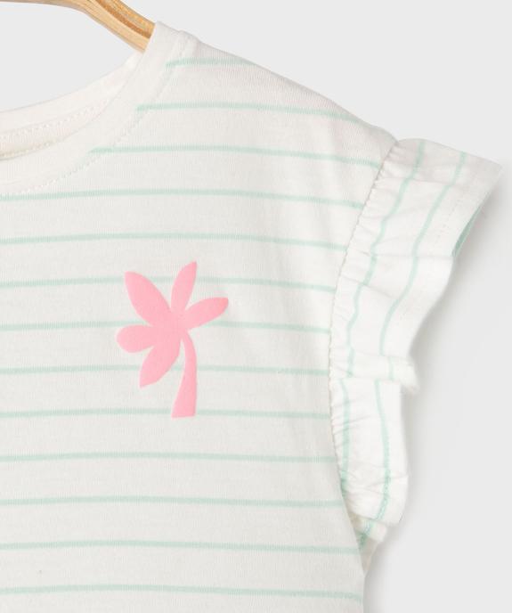 Tee-shirt manches courtes rayé avec manches à volants bébé fille vue2 - GEMO 4G BEBE - GEMO