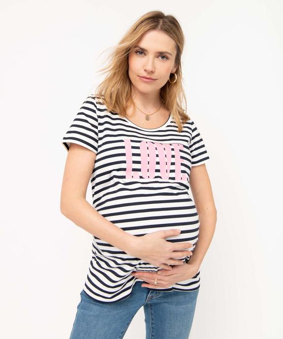 Tee-shirt de grossesse imprimé à manches courtes vue1 - GEMO 4G MATERN - GEMO