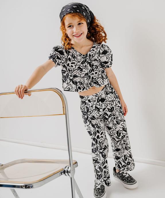 Pantalon imprimé en toile de coton fille vue1 - GEMO (ENFANT) - GEMO