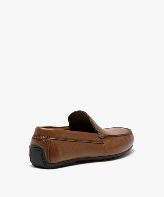 Mocassins homme en cuir grainé uni - Taneo vue4 - TANEO - GEMO