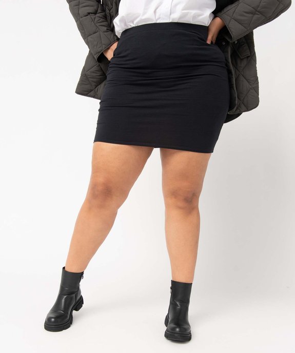 Jupe femme grande taille coupe droite en maille extensible vue1 - GEMO (G TAILLE) - GEMO