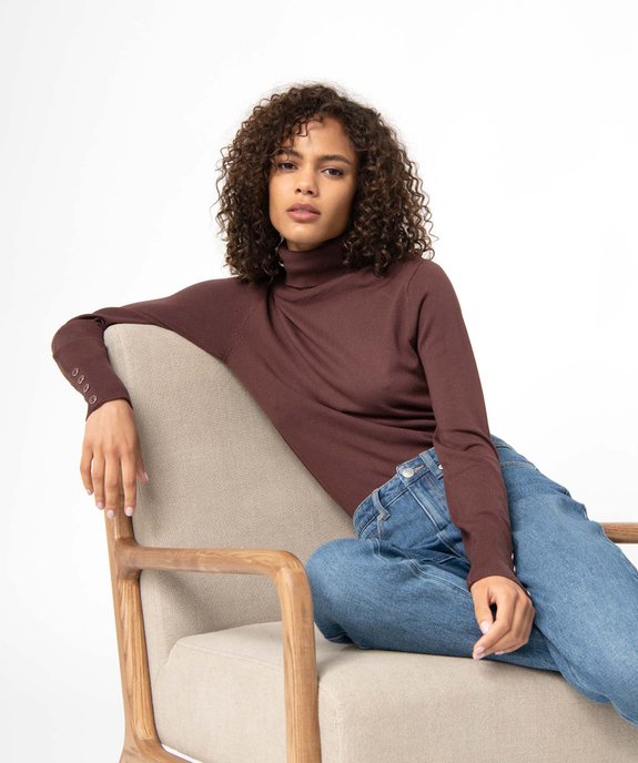Pull femme en maille fine à col roulé vue1 - GEMO 4G FEMME - GEMO