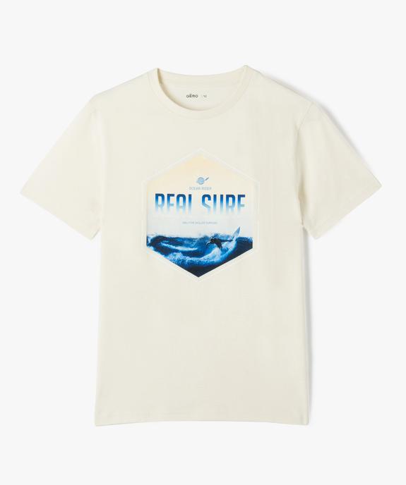 Tee-shirt à manches courtes avec inscription garçon vue1 - GEMO (JUNIOR) - GEMO