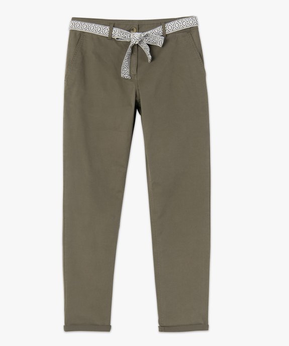Pantalon femme en toile avec ceinture tissée vue4 - GEMO(FEMME PAP) - GEMO